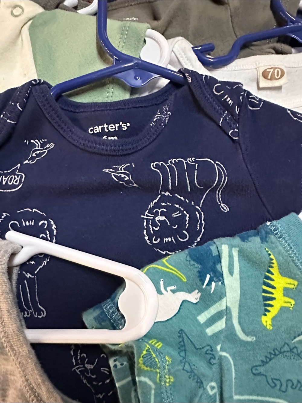 Carter's Baby Boy Dino Onesie Bundle - Navy, Gray, Green, Teal 8piece Bundle - Picture 4 of 8